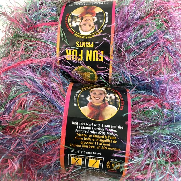 Tropical Eyelash Yarn Fun Fur Lion Brand Yarn Bundle of 2 - Picture 3 of 5
